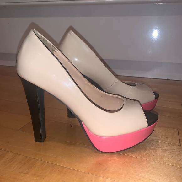 [7]👡CANDIE’S multicolour peep toe heels - Picture 10 of 14